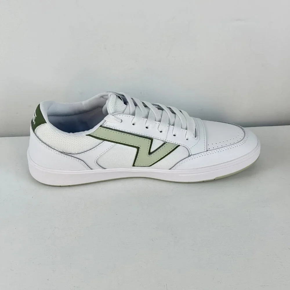 Men's 11 - VANS Lowland CC Leather Skate Shoes - White Light Green - 721356